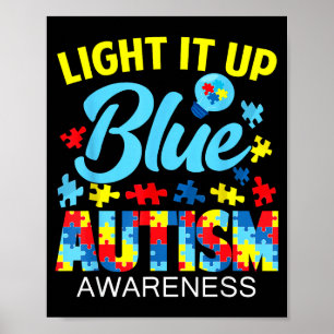 Autism awareness light up blue puzzle lightbulb me poster
