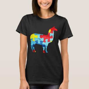 Autism Awareness Llama Puzzle Kids T-Shirt