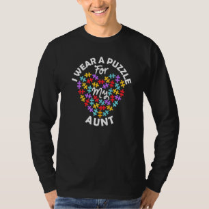 Autism Awareness Love He I Wear A Puzzle Aunt Funn T-Shirt