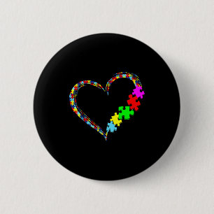 Autism Awareness Love Heart Puzzle Piece Gift Men 6 Cm Round Badge