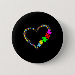 Autism Awareness Love Heart Puzzle Piece Gift Men 6 Cm Round Badge