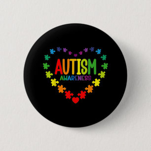 Autism Awareness Love Heart Puzzle Piece Gift Men 6 Cm Round Badge