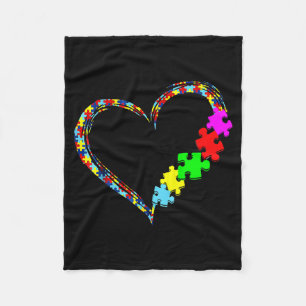 Autism Awareness Love Heart Puzzle Piece Gift Men  Fleece Blanket
