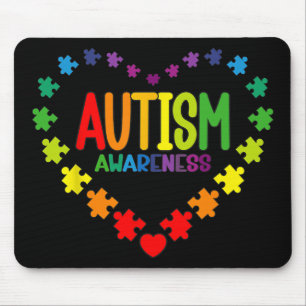 Autism Awareness Love Heart Puzzle Piece Gift Men Mouse Pad