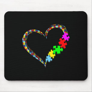 Autism Awareness Love Heart Puzzle Piece Gift Men  Mouse Pad