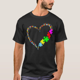 Autism Awareness Love Heart Puzzle Piece Men Wom T-Shirt