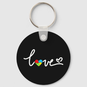Autism Awareness Love Heart Puzzle Piece Mens Wome Key Ring
