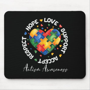 Autism Awareness Love Heart Puzzle Pieces  Mouse Pad