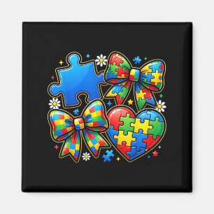 Autism awareness love hearts puzzle piece men wome magnet