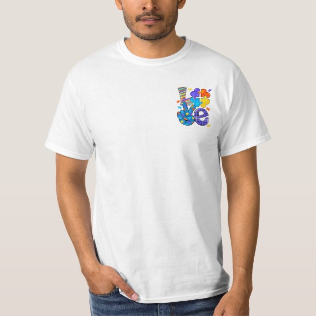 Autism Awareness Love Letter Cute Heart T-Shirt (Front)