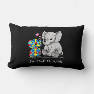 Autism Awareness Love Needs No Words Elephant Supp Lumbar Cushion