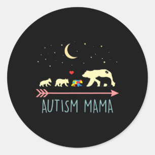 Autism Awareness Mama Bear 4 Cubs Autism Mama  Classic Round Sticker