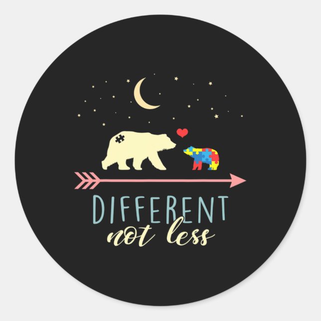 Autism Awareness - Mama Bear Different Not Less  Classic Round Sticker (Front)