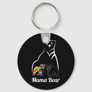Autism Awareness Mama Bear Mum Autistic Child Key Ring