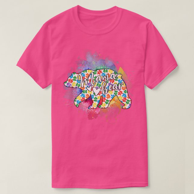 Autism Awareness Mama Bear Mum Grandma Women Mothe T-Shirt (Design Front)