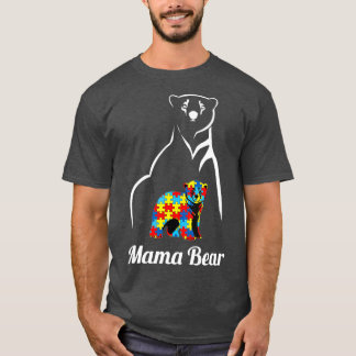 Autism Awareness Mama Bear Mum Support Autistic T-Shirt