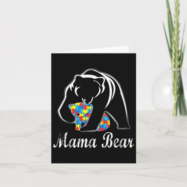 Autism Awareness Mama Bear Support Autistic Adults Card (Front)