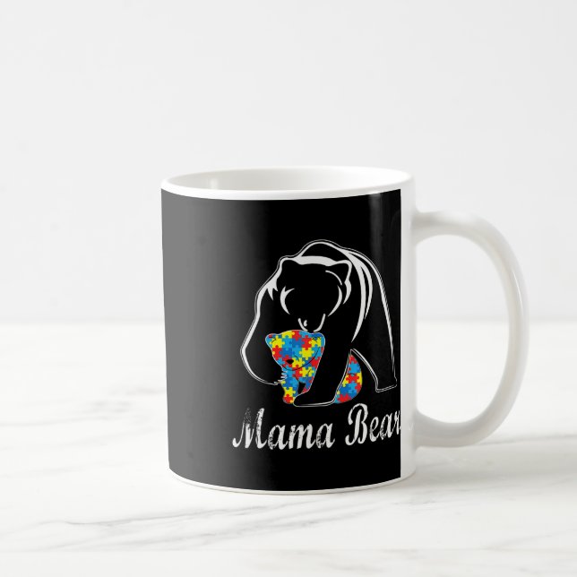 Autism Awareness Mama Bear Support Autistic Adults Coffee Mug (Right)