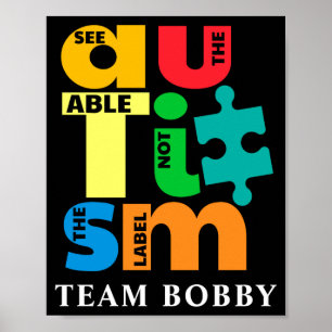 Autism Awareness Matching Family Team Custom Mom T Poster