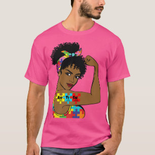 Autism Awareness Melanin Sista Mum Grandma Aunt Su T-Shirt