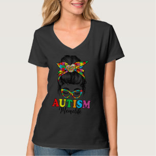 Autism Awareness Meme Messy Bun Bandanna Support W T-Shirt