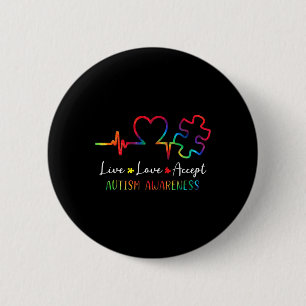 Autism Awareness Men Women Kids Live Love Accept T 6 Cm Round Badge