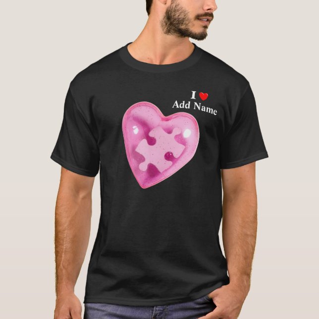 Autism Awareness Mens Shirt Pink Heart Customise (Front)