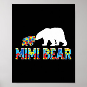 Autism Awareness Mimi Bear Puzzle Support Autistic Poster