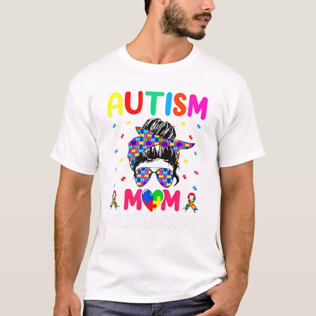 Autism Awareness Mom Life T-Shirt (Front)