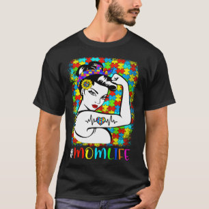 Autism Awareness MOM LIFE Warrior Autistic Mother T-Shirt