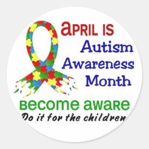 AUTISM AWARENESS MONTH APRIL CLASSIC ROUND STICKER