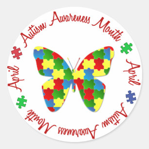 AUTISM AWARENESS MONTH APRIL CLASSIC ROUND STICKER