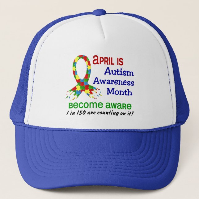 AUTISM AWARENESS MONTH APRIL TRUCKER HAT (Front)