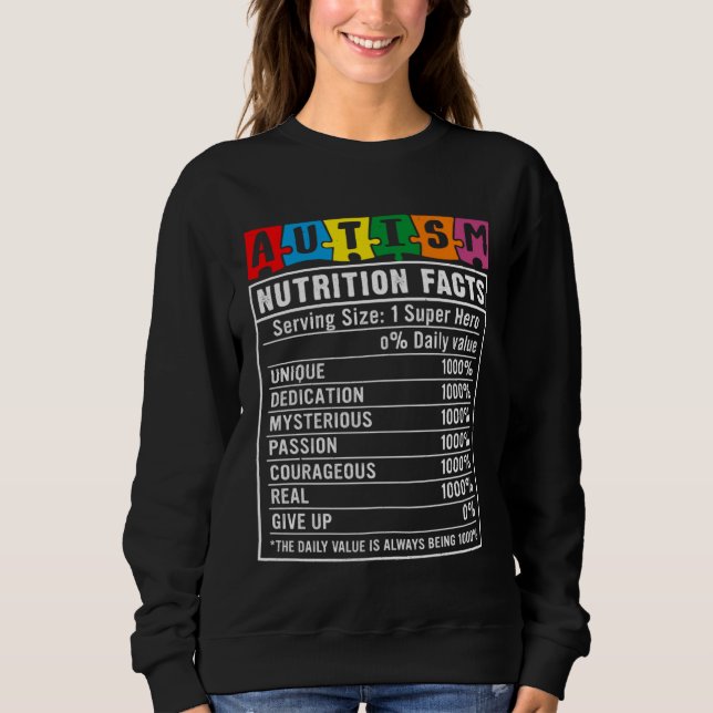 Autism Awareness Month Autism Nutrition Facts Todd Sweatshirt (Front)