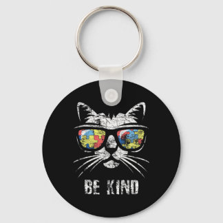 Autism Awareness Month Cat Autism Mum Dad Vintage  Key Ring