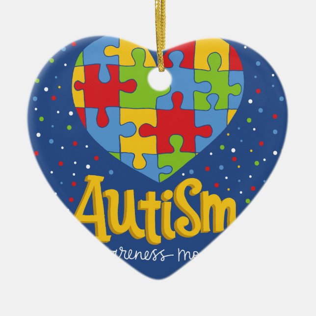 autism awareness month ceramic tree decoration (Front)