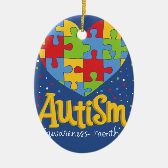 autism awareness month ceramic tree decoration (Front)