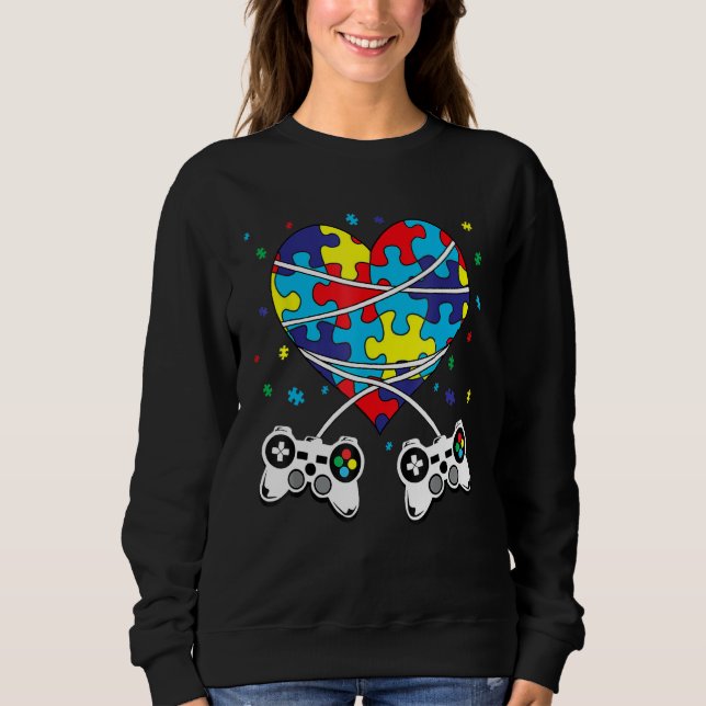 Autism Awareness Month Day Puzzle Game Video Games Sweatshirt (Front)