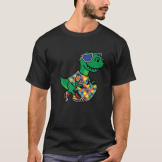 Autism Awareness Month Dinosaur Puzzle Piece Dino T-Shirt