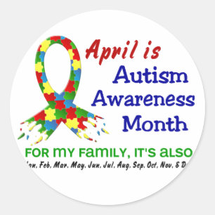AUTISM AWARENESS MONTH EVERY MONTH CLASSIC ROUND STICKER