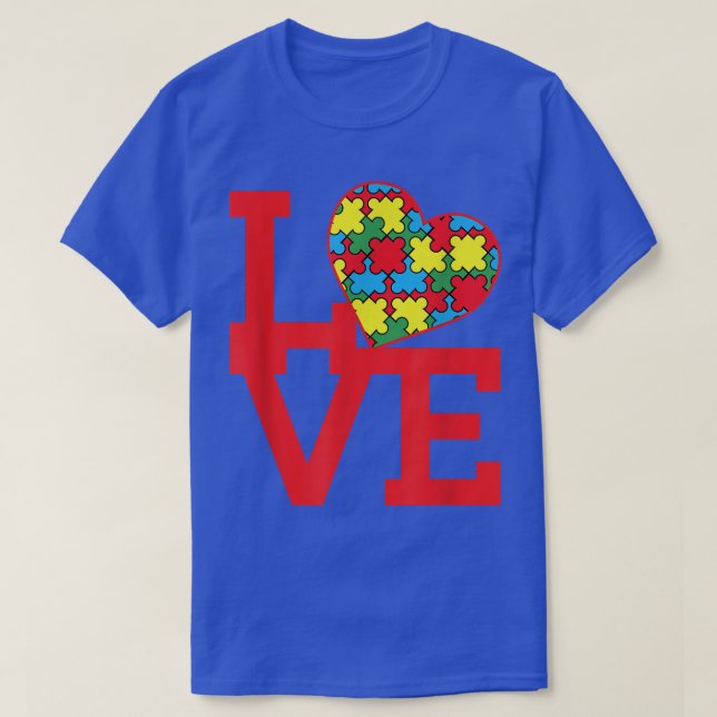 Autism Awareness Month Love Autistic Support Puzzl T-Shirt (Design Front)