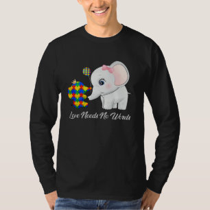 Autism Awareness Month Mama Papa Elephant Love Nee T-Shirt