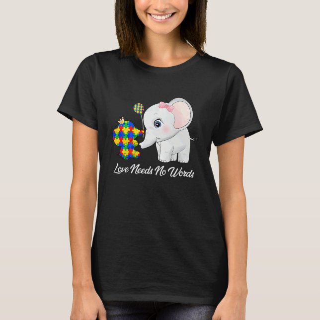 Autism Awareness Month Mama Papa Elephant Love Nee T-Shirt (Front)