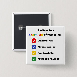 Autism Awareness Month Marathon Autistic Runner 15 Cm Square Badge