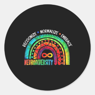 Autism Awareness Month Neurodiversity Rainbow Tie  Classic Round Sticker