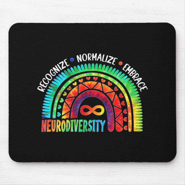 Autism Awareness Month Neurodiversity Rainbow Tie  Mouse Pad (Front)