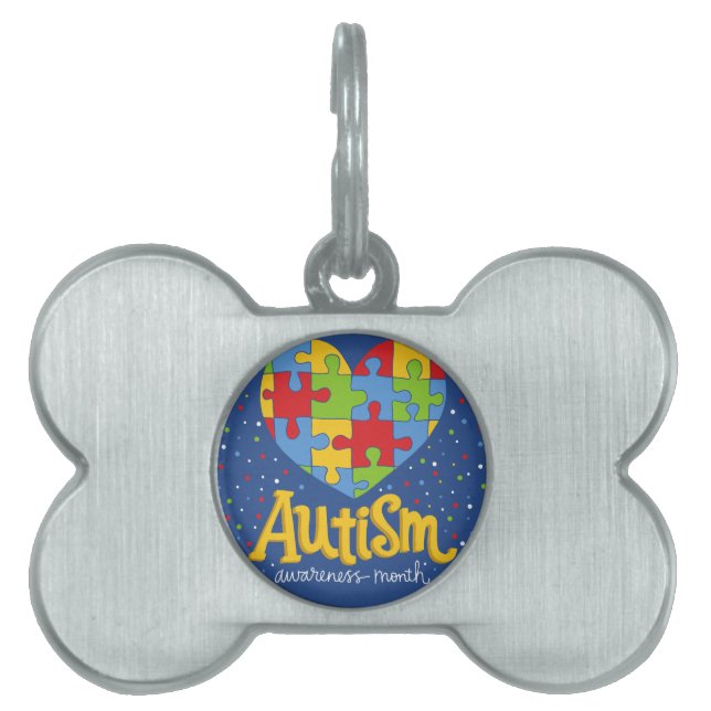 autism awareness month pet name tag (Front)