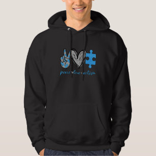 Autism Awareness Month Puzzle Piece Peace Love Aut Hoodie