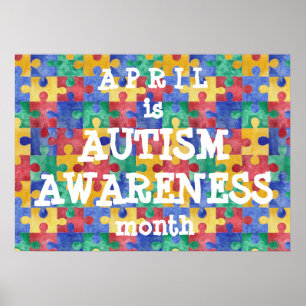 Autism Awareness month puzzle poster