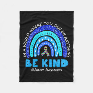 Autism Awareness Month Support Be Kind Puzzle Piec Fleece Blanket